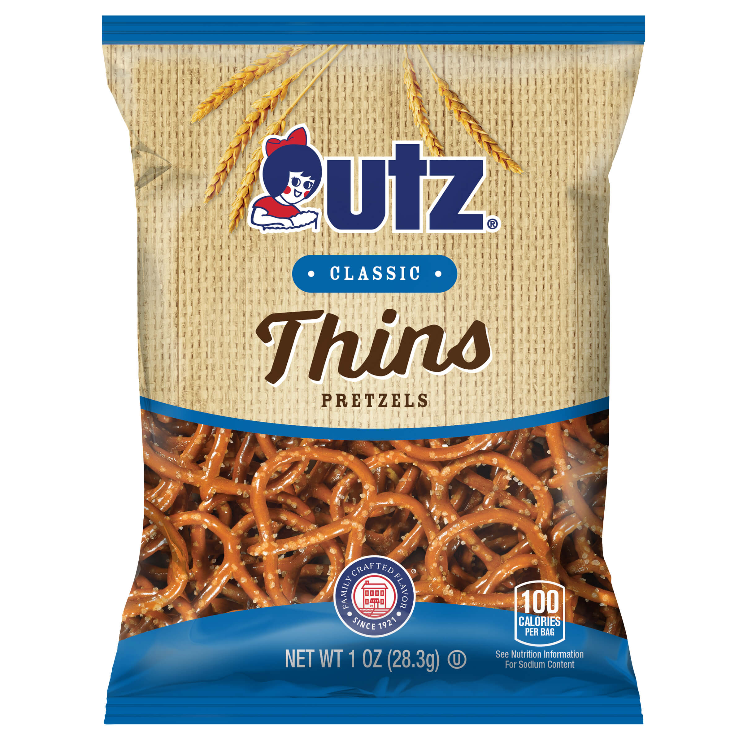 Utz Classic Thins Pretzels bag front