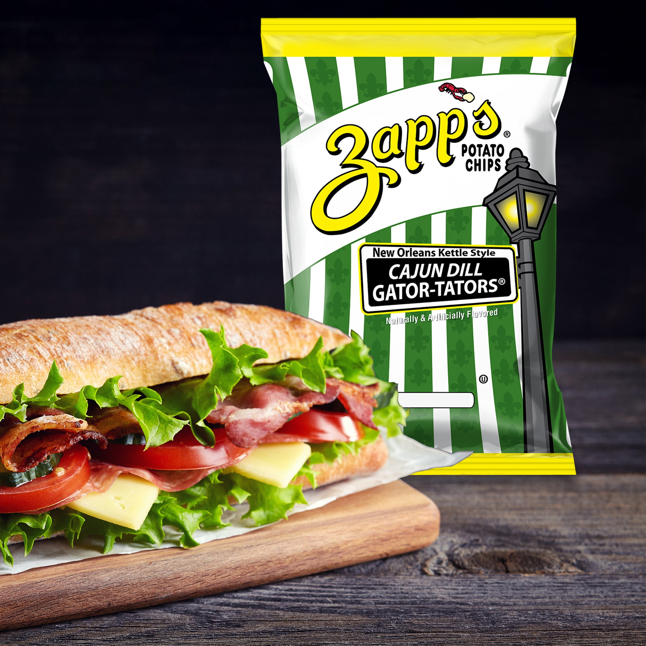 Zapp's Kettle Potato Chips Cajun Dill Gator-tator