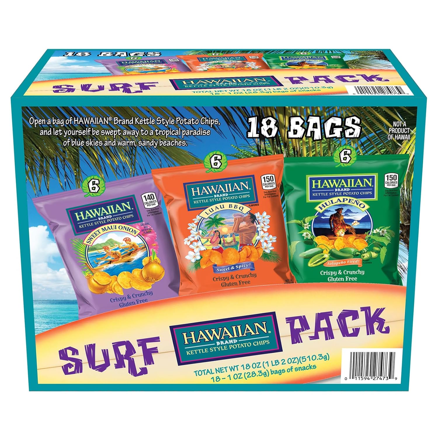 Hawaiian Brand Kettle Style Potato Chips, 18 count - Amazon